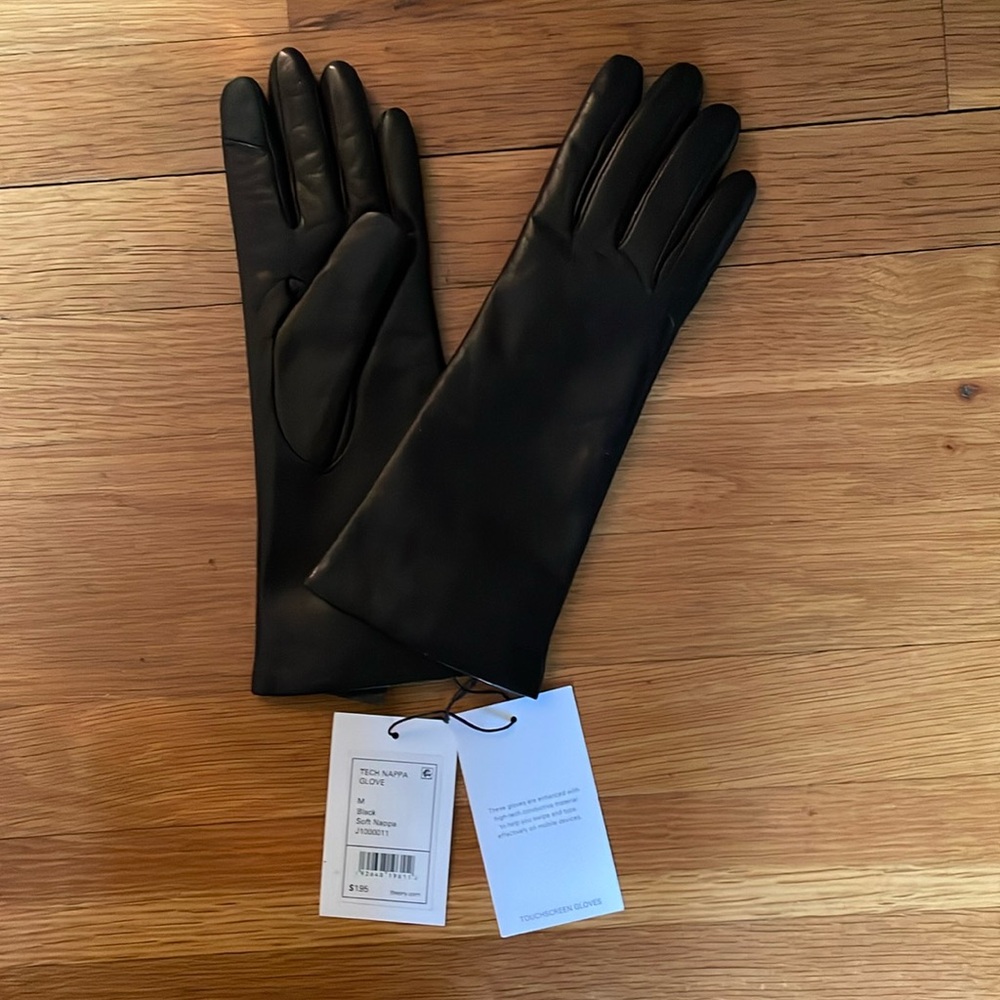 Theory Black Leather Gloves